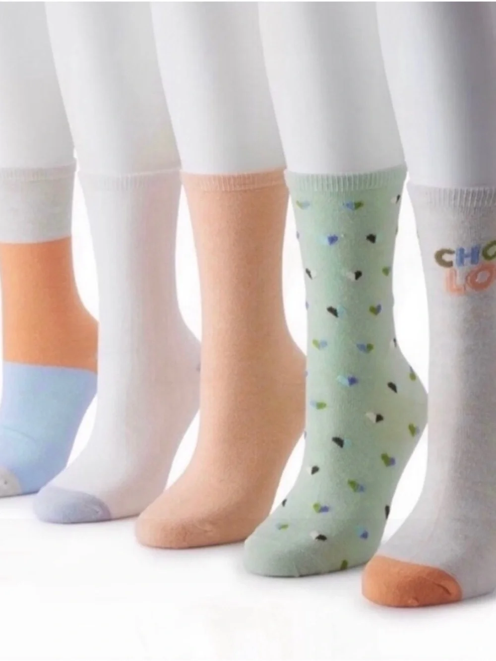 New Sonoma Socks Women's 5 Pair Choose Love Pastel Pattern Casual Active Crew